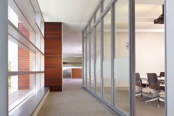 Corporate Office Construction - Panduit World Headquarters hallway meeting space