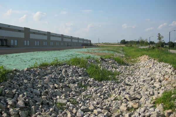 Chicago Commercial Construction - Pinnacle XXII Samsung exterior drainage ditch
