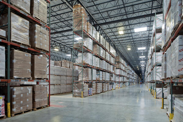 Industrial Construction & Renovation - Pinnacle XV Pactive warehouse hallway and storage shelves