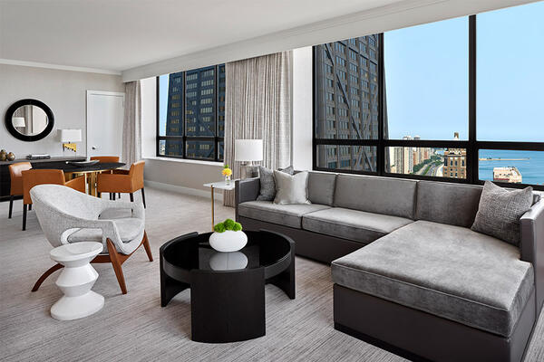 Power Construction Ritz Carlton Guest Room Renovation Suite Living Space Chicago