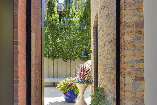 Custom Home Builders Chicago - Wicker Park Residence view of yard from inside