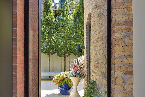 Custom Home Builders Chicago - Wicker Park Residence view of yard from inside