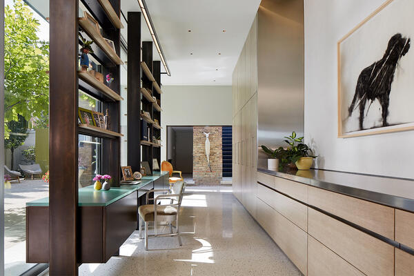 Custom Home Builders Chicago - Wicker Park Residence hallway with built-in shelving