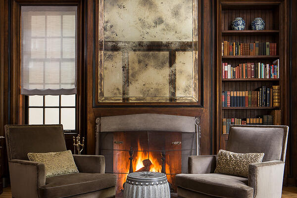 Historic Home Restoration & Renovation - Hyde Park Chicago study and fireplace