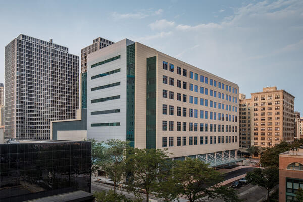 Healthcare Construction Design & Build - Presence Center exterior looking east