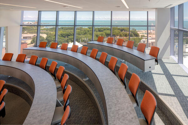 Campus Construction - Roosevelt University Renovation classroom with tiered seating