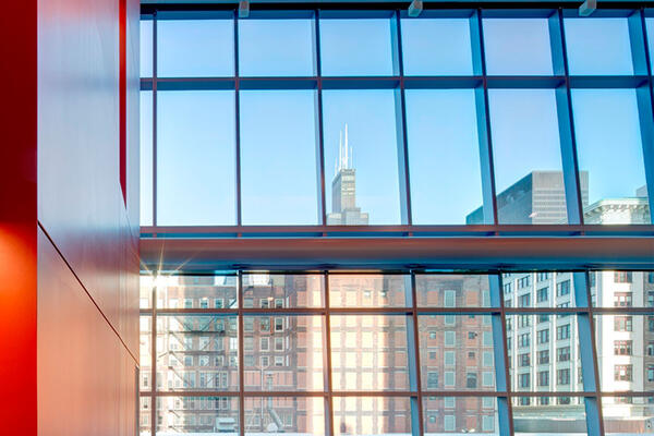 Campus Construction - Roosevelt University Renovation dining hall windows