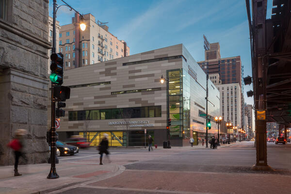 Campus Construction - Roosevelt University Renovation facade corner view