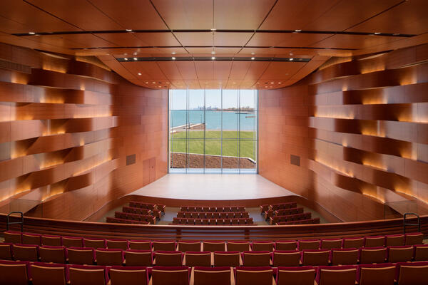 Higher Ed Construction - Northwestern Ryan Center recital hall from balcony