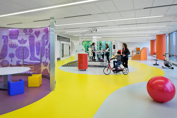 Healthcare Construction Projects - Shirley Ryan AbilityLab pediatric rehab space with bikes
