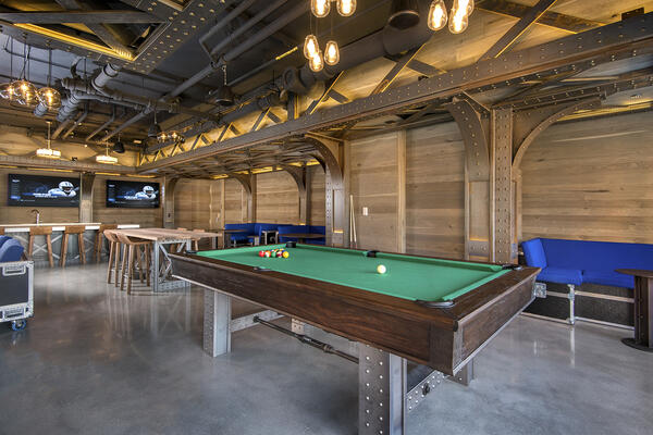 LUXURY APARTMENT COMPLEX CONSTRUCTION - SPOKE APARTMENTS BUILDING INTERIOR POOL TABLE