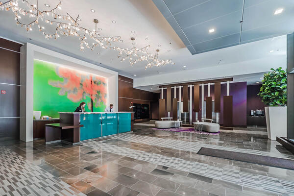 LEED Certified Apartment Construction - State & Chestnut lobby with concierge desk