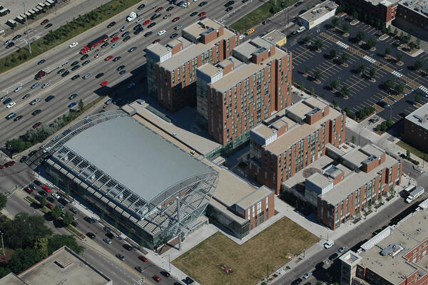 Chicago Campus Construction UIC Student Housing Stukel Towers aerial forum view