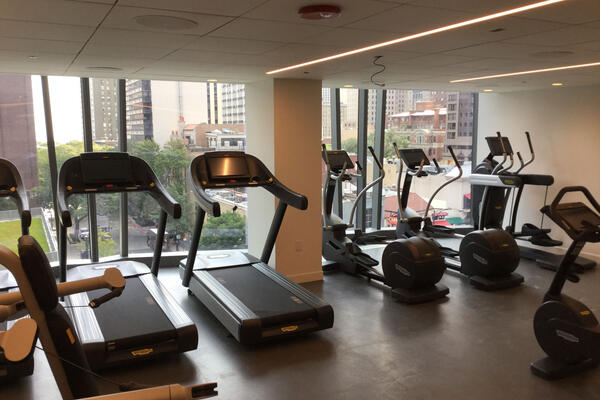 Hotel Construction & Remodeling - Viceroy Hotel Chicago workout area with city view